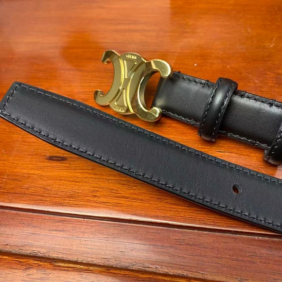 Celine Triomphe Belt Black & Gold Size 85 Classic Designer - Picture 4 of 6
